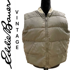 Vintage Eddie Bauer Gray Green Premium Quality Goose Down Vest retro 80’s 90’s